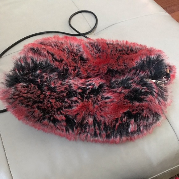 Rare Furry Red and Black Combination Purse and Handmuff - Picture 2 of 4